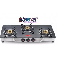 OkaeYa Stainless Steel Manual Gas Stove (3 Burners)